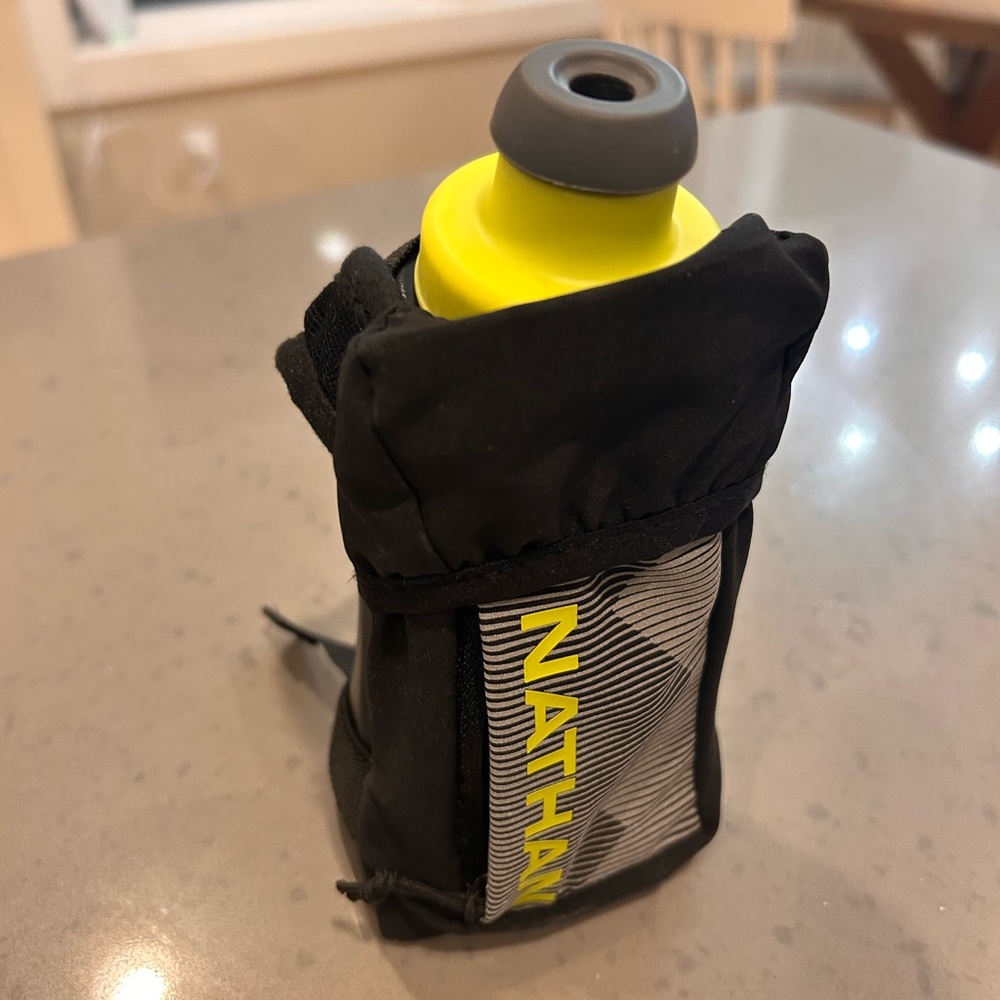 Nathan Black and Yellow Handheld Water Bottle